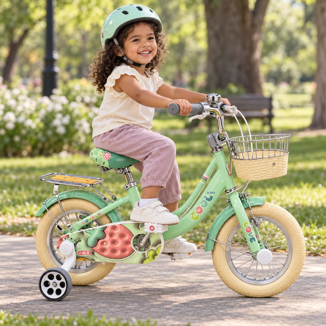Bicicleta Fresa Cool Kids con Ruedas de Apoyo Verde