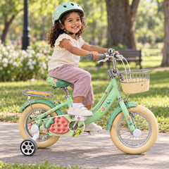 Bicicleta Fresa Cool Kids con Ruedas de Apoyo Verde