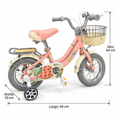 Bicicleta Fresa Cool Kids con Ruedas de Apoyo medidas