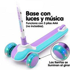 Patineta Scotter Luces y Musica Lila Menta