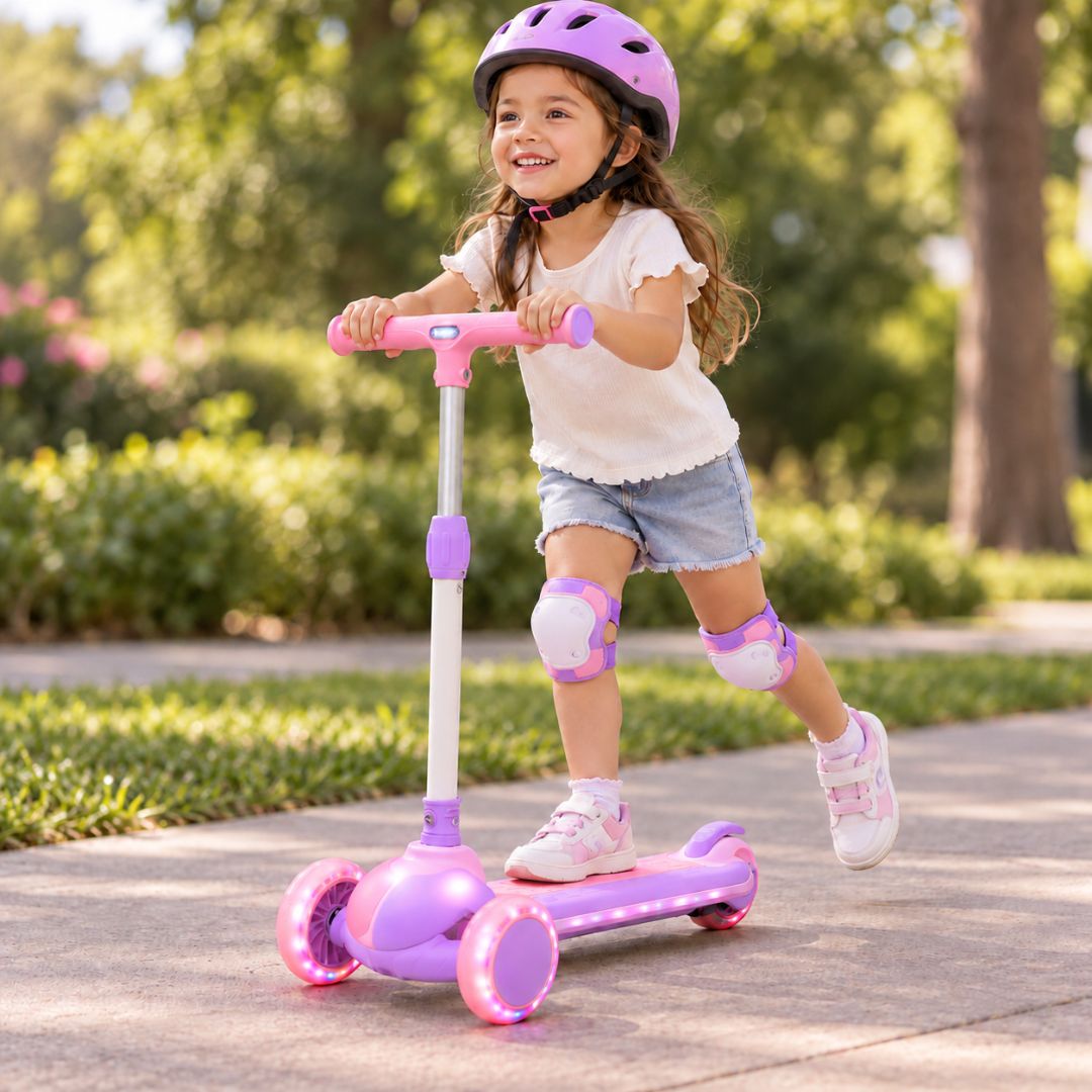 Patineta Scotter Luces y Musica Lila Rosa MODELO