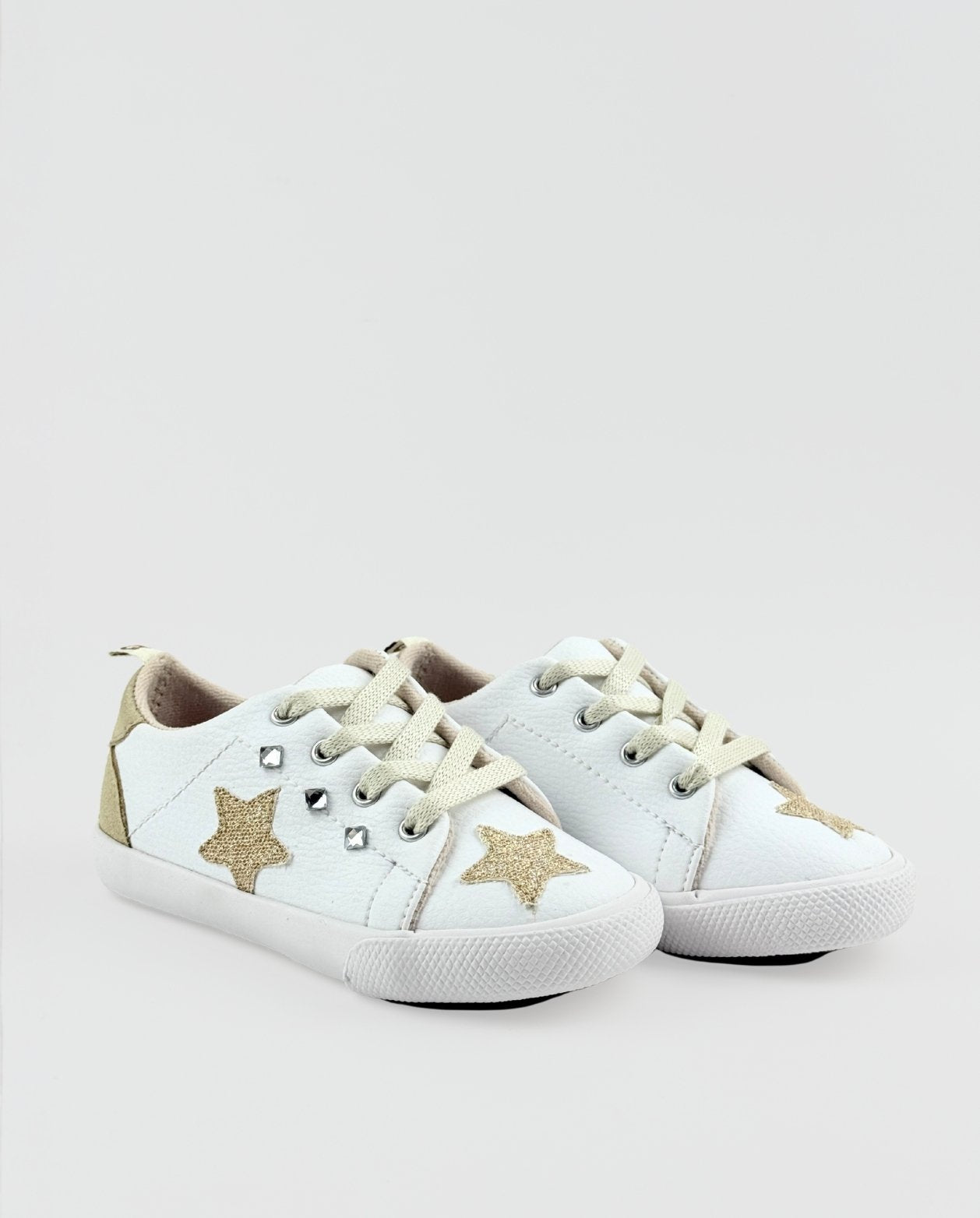 Tenis Blanco Infantil Con Estrellas Doradas