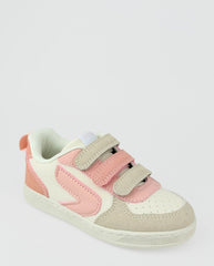 Tenis Velcro Combinado Beige Rosa Zippy Diseño