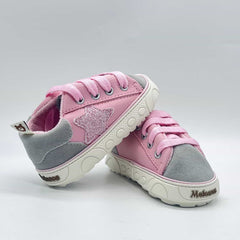 Tenis Cordones Rosa Gris Melosos diseño