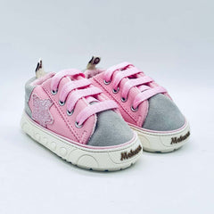 Tenis Cordones Rosa Gris Melosos