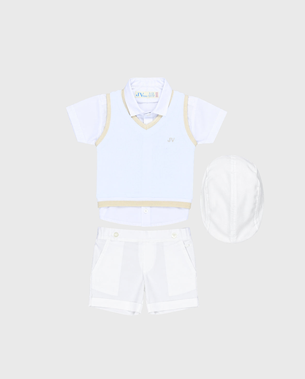 Traje Ceremonia Bermuda Tejido Detalle Claro