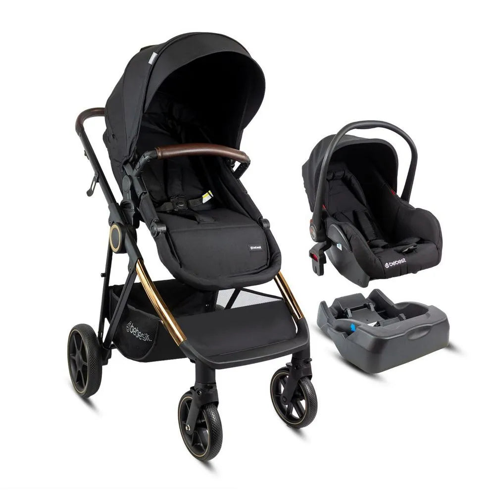 Coche con Porta Bebé Cosmos Gold Premium Negro Bebesit