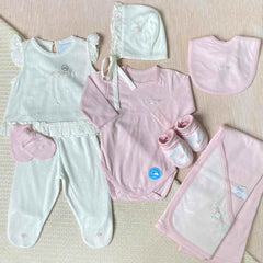 Set Primer Día Mariposas Bordadas Rosa