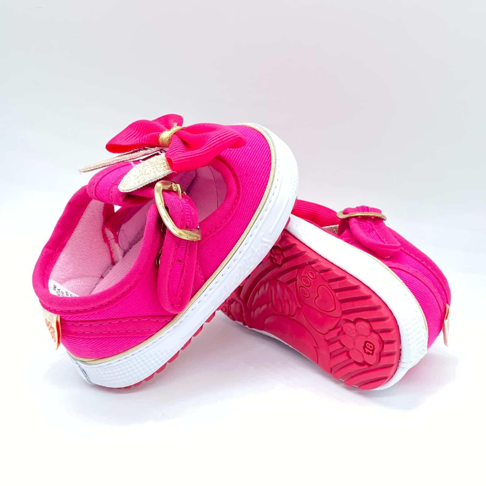 Baletas Moño Detalle Dorado Huellitas Suela