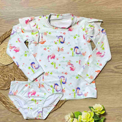 Vestido de Baño 2 Piezas Manga Larga Sirena blanco