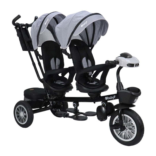 Triciclo Paseador Gemelar Lazzo Duo Gris Ebaby