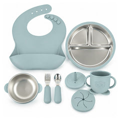 Set de Vajilla En Silicona y Acero Inoxidable Doble Tapa Circular