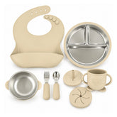 Set de Vajilla En Silicona y Acero Inoxidable Doble Tapa Circular