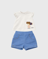 Conjunto Short Denim Muñeca Blanco Rosa Mayoral