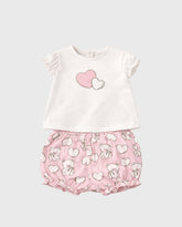 Conjunto Short Bordado Corazón Rosa Mayoral