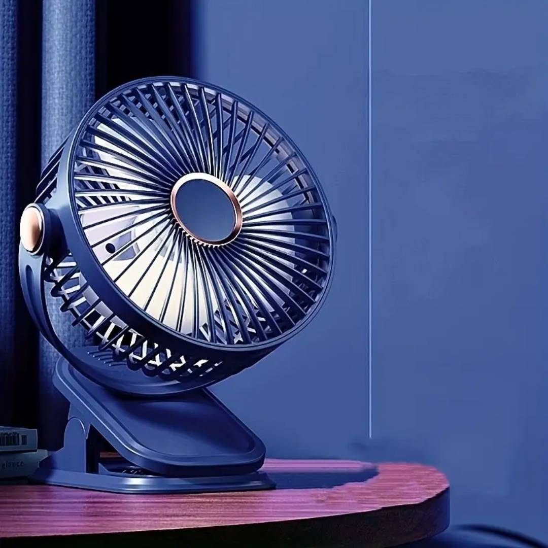 Ventilador Portátil Sencillo Con Clip Azul