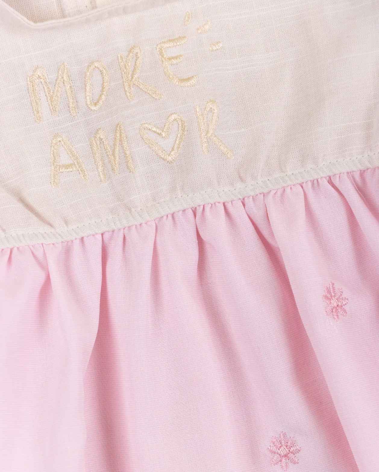 Vestido Bebé Bordado Con Balaca Pink