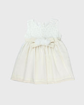 Vestido Con Velo Detalle Brillo Beige