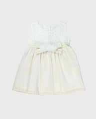 Vestido Con Velo Detalle Brillo Beige