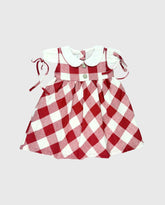 Vestido Cuello Cuadros Rojo