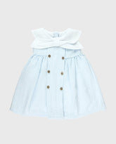 Vestido Cuello Moño Raya Azul