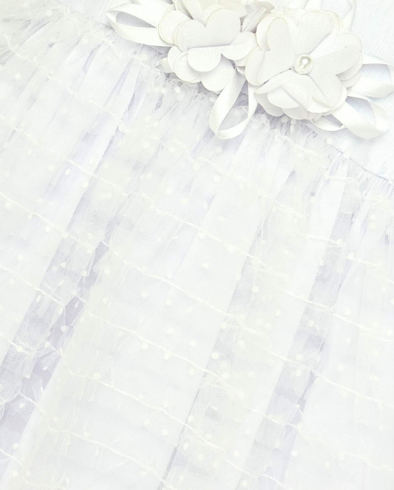 Vestido Detalle Flores Tul Blanco