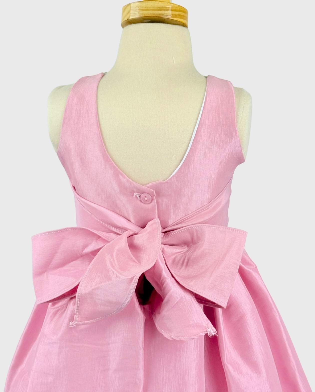 Vestido Detalle Lentejuelas Moño Rosa Pink