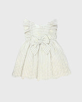 Vestido Moño Flores Bordado Beige