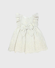 Vestido Moño Flores Bordado Beige