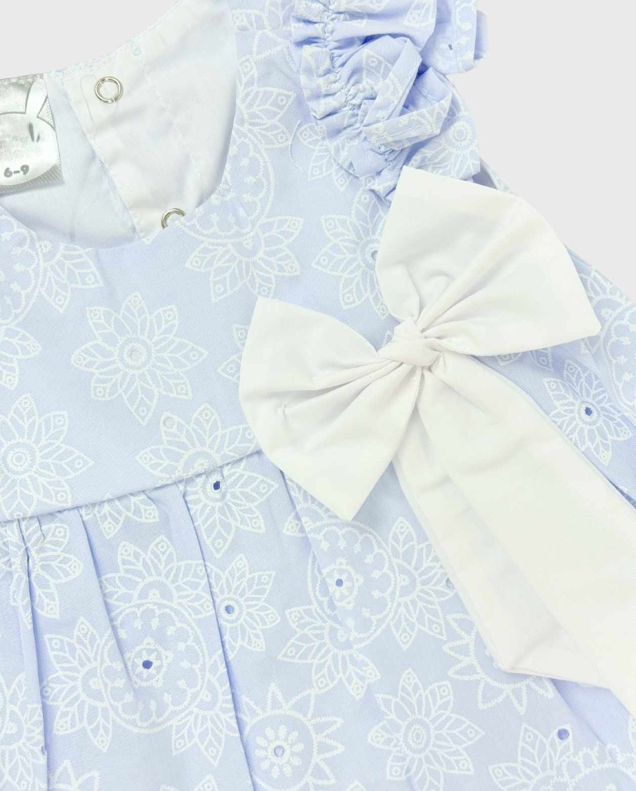 Vestido Ojalillo Con Moño Azul Detalle