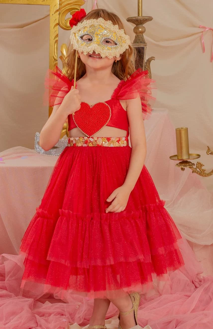 Vestido de fiesta rojo para niña