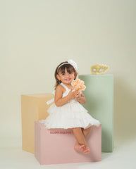 Vestido Body Alma Cintura Flores Blanco diseño