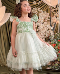 Vestido Brigit Flores Lentejuelas Verde diseño