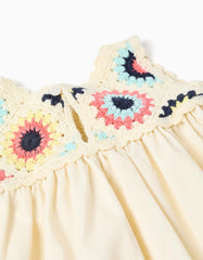 Vestido Combinado Crochet Bebe Beige Zippy detalle