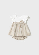 Vestido Combinado Rayas Beige Mayoral