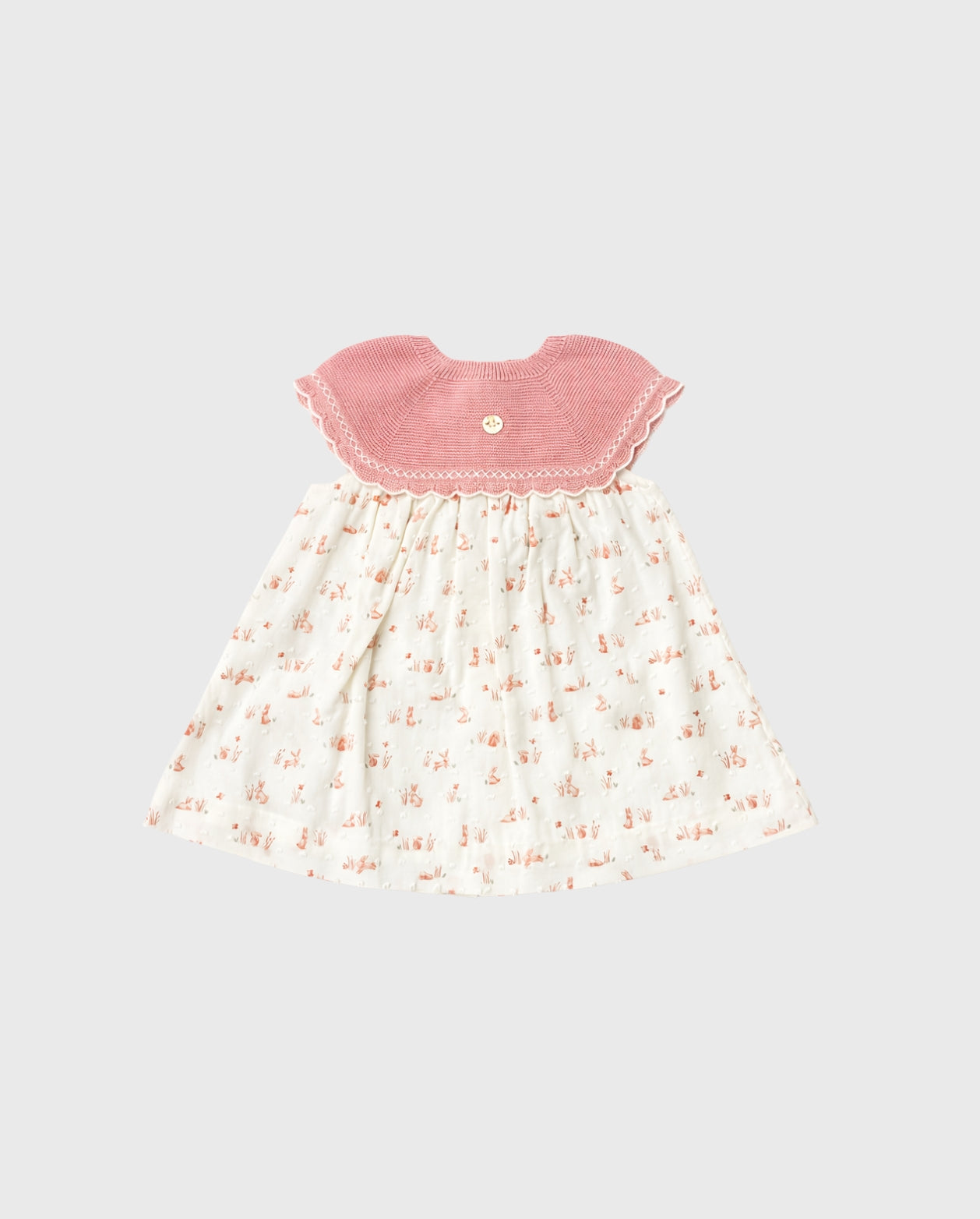 Vestido Combinado Tricot Conejo Rosa Martin Aranda