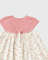 Vestido Combinado Tricot Flores Rosa Martin Aranda detalle