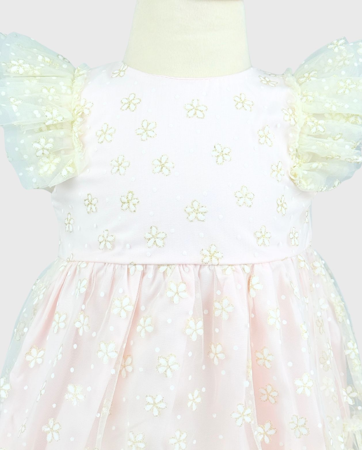 Vestido Con Balaca Tul Margaritas Pink