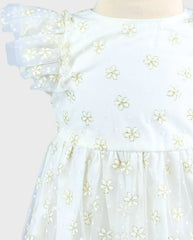 Vestido Con Balaca Tul Margaritas White