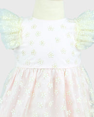 Vestido Con Balaca Tul Margaritas Pink