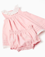 Vestido Cuello Detalle Encaje Rosa Zippy detalle