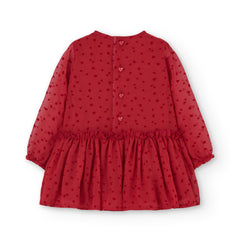 Vestido Manga Larga Corazones Rojo Boboli botones