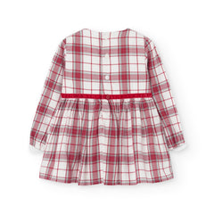 Vestido Manga Larga Cuadros Rojo Boboli botones