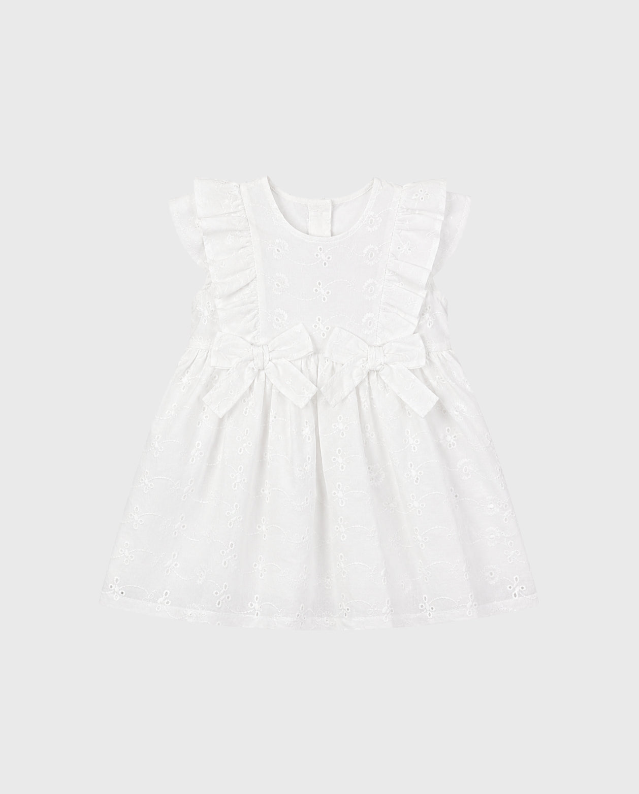 Vestido Moños Hoja Rota Blanco