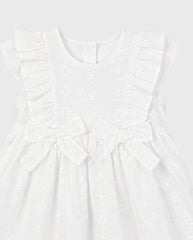 Vestido Moños Hoja Rota Blanco detalle