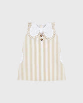 Vestido Rayas Moño Ojalillo Beige