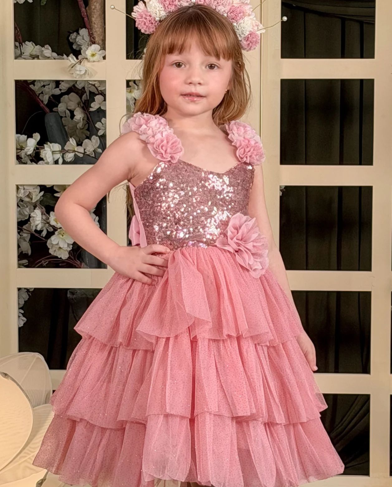 Vestido Valiente Lentejuelas Rosa