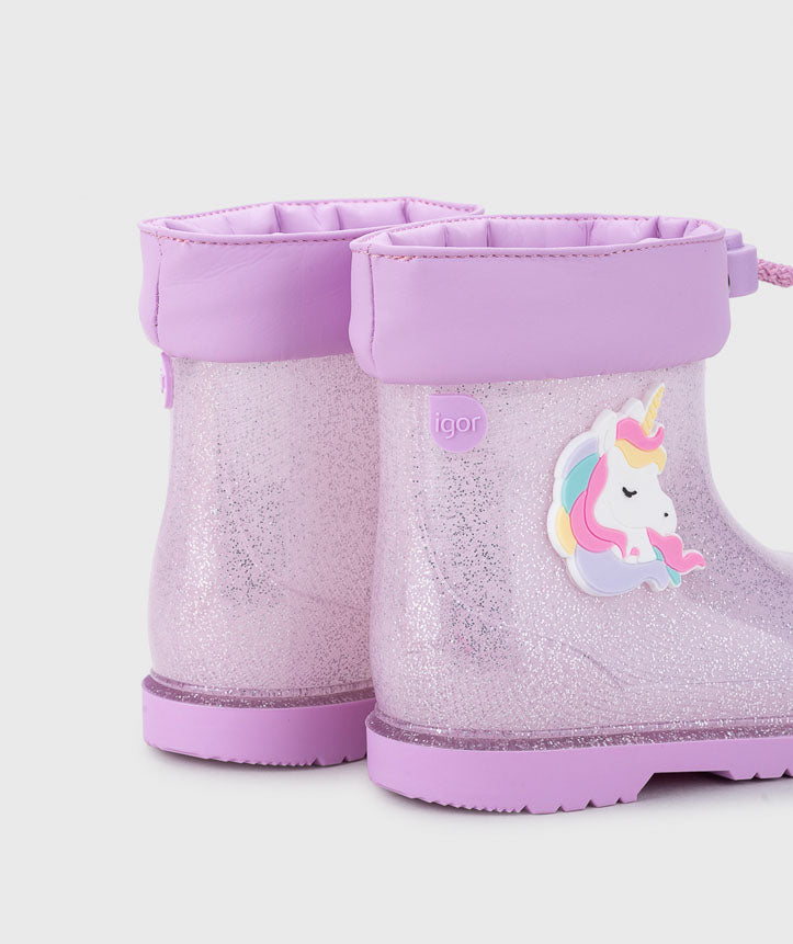 Botas Bimbi Unicornio Glitter Malva Igor detalle