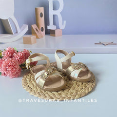 Sandalias Flores Tornasol Dorado
