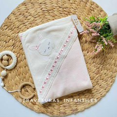 Cobija Diamante Doble Faz Conejo Rosa El Bebé Feliz